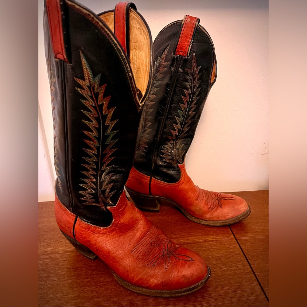 Red and black cowboy boots